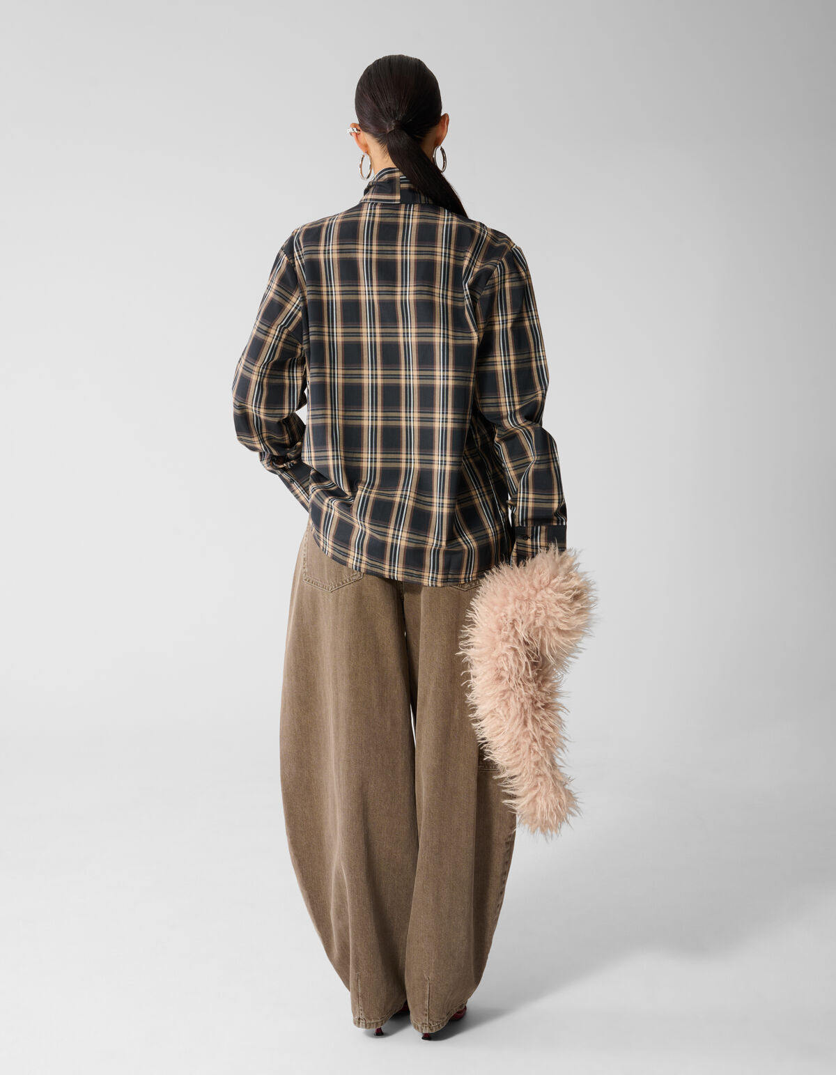 Oversized Fit Scarf Blouse Bruin SHOEBY WOMEN