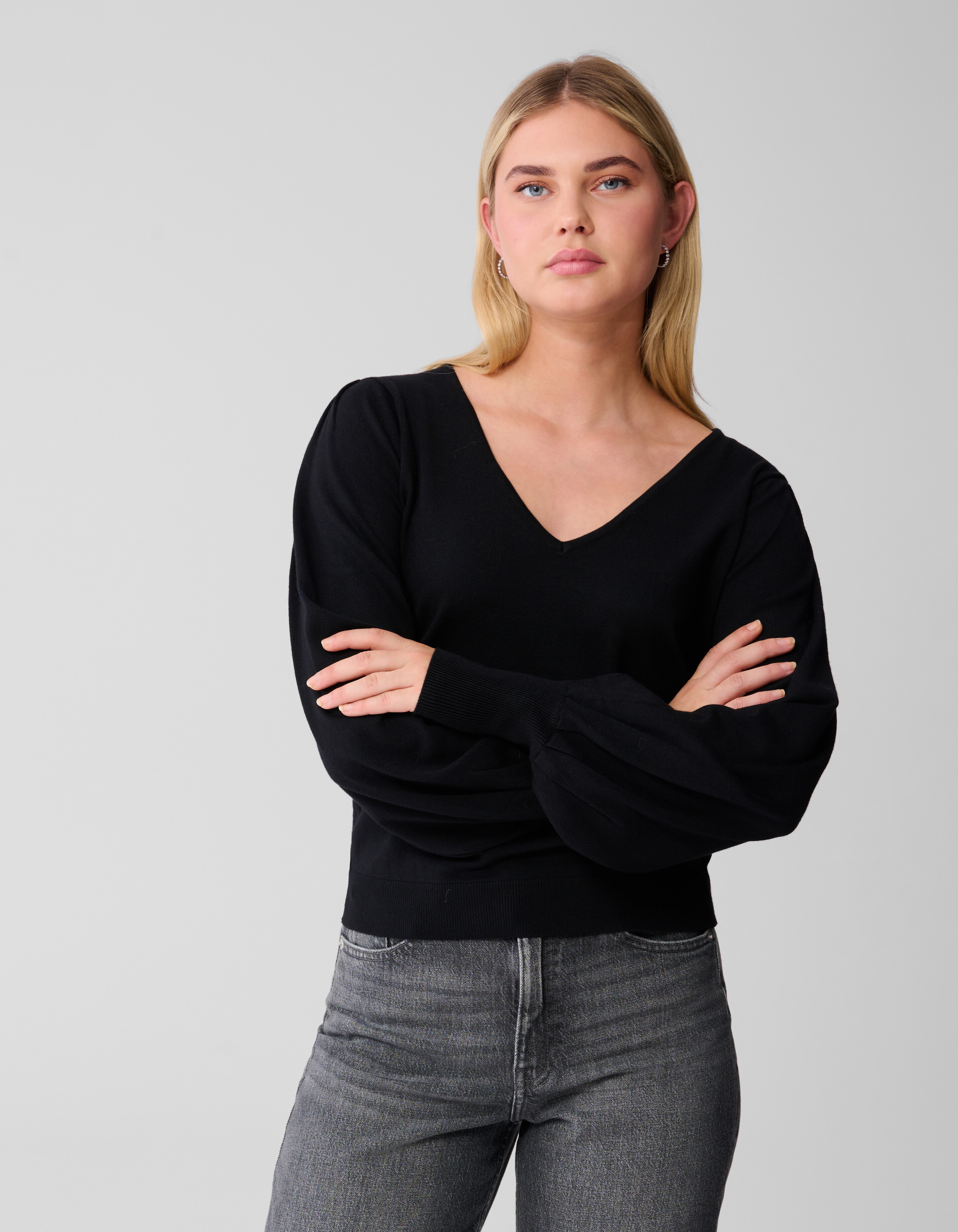 Gebreide V-hals Trui Zwart SHOEBY WOMEN