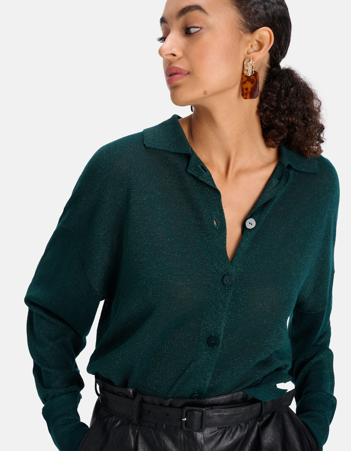Glitter Blouse Donkergroen SHOEBY WOMEN