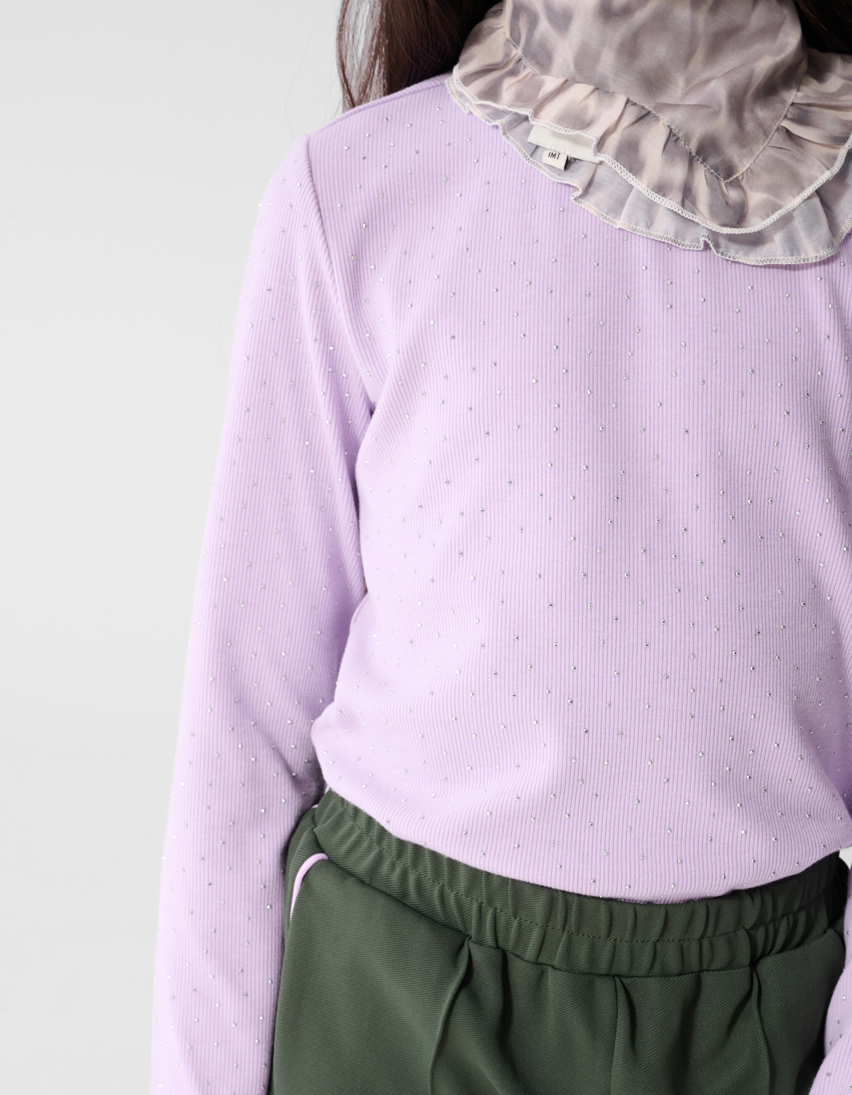 Strass Rib Longsleeve Top Lichtpaars SHOEBY GIRLS