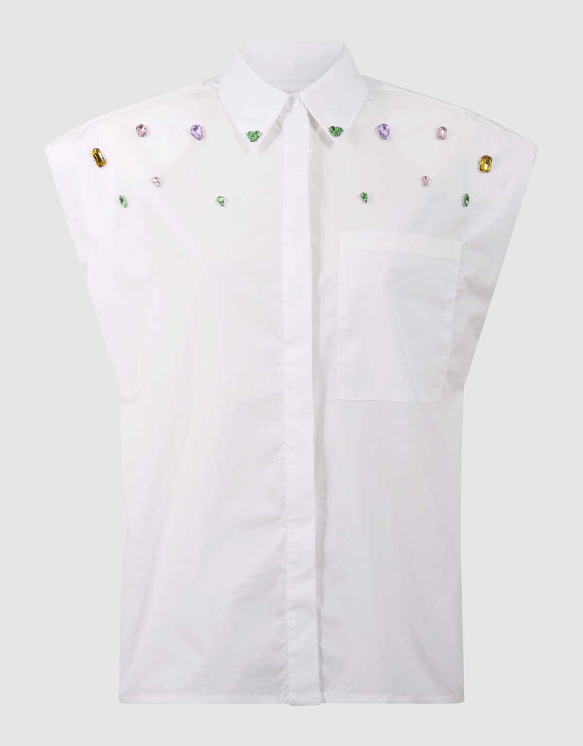 Strass Poplin Blouse Wit SHOEBY WOMEN