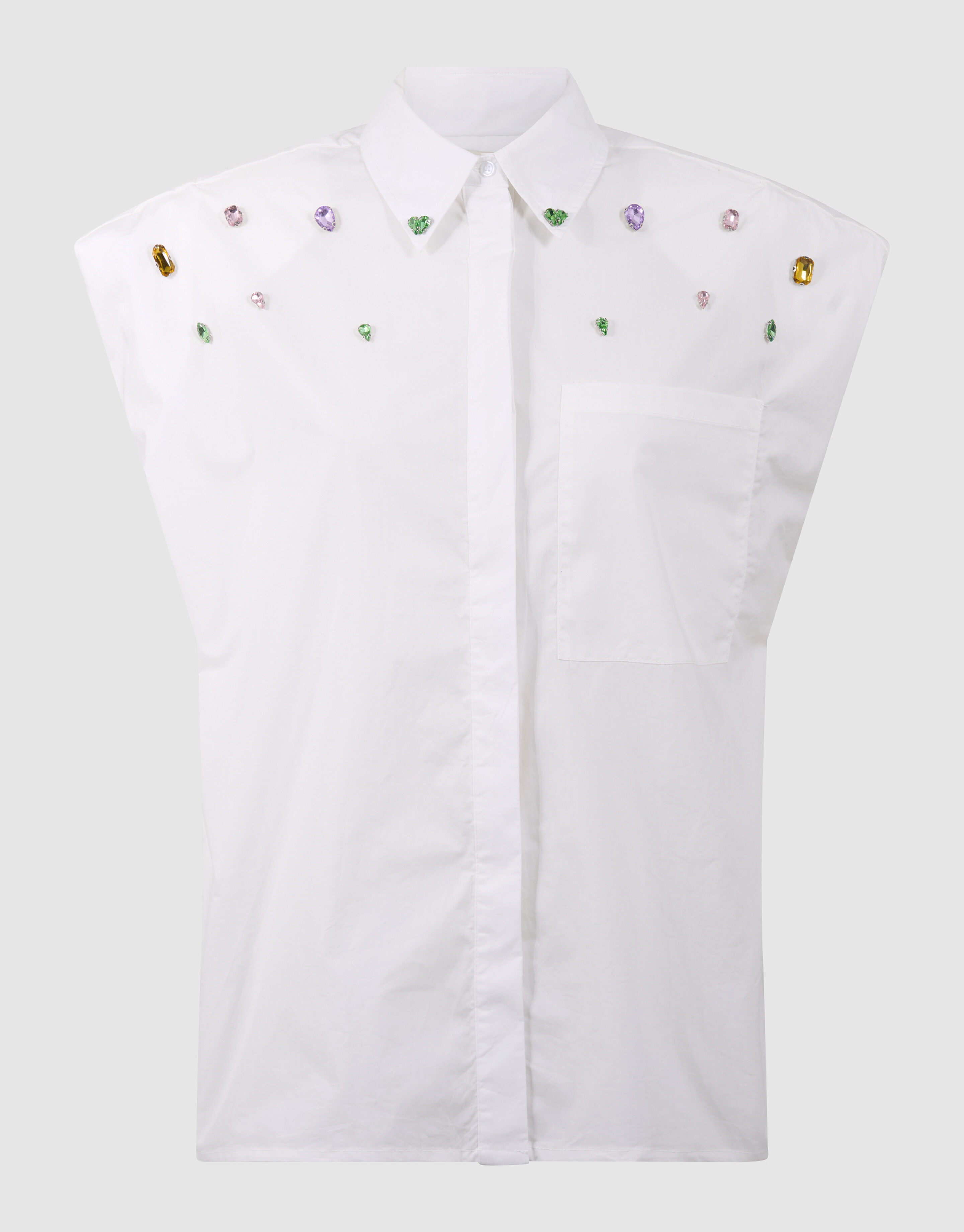 Strass Poplin Blouse Wit SHOEBY WOMEN