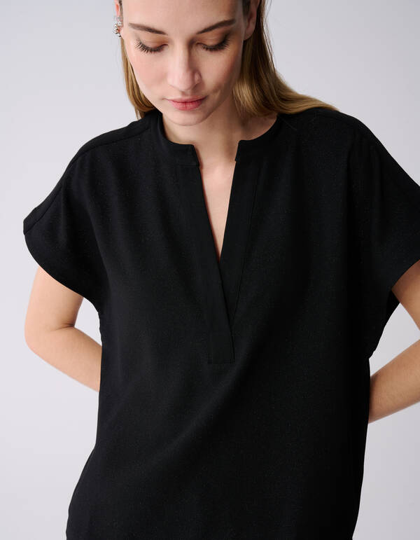 Glitter V-hals Top Zwart SHOEBY WOMEN