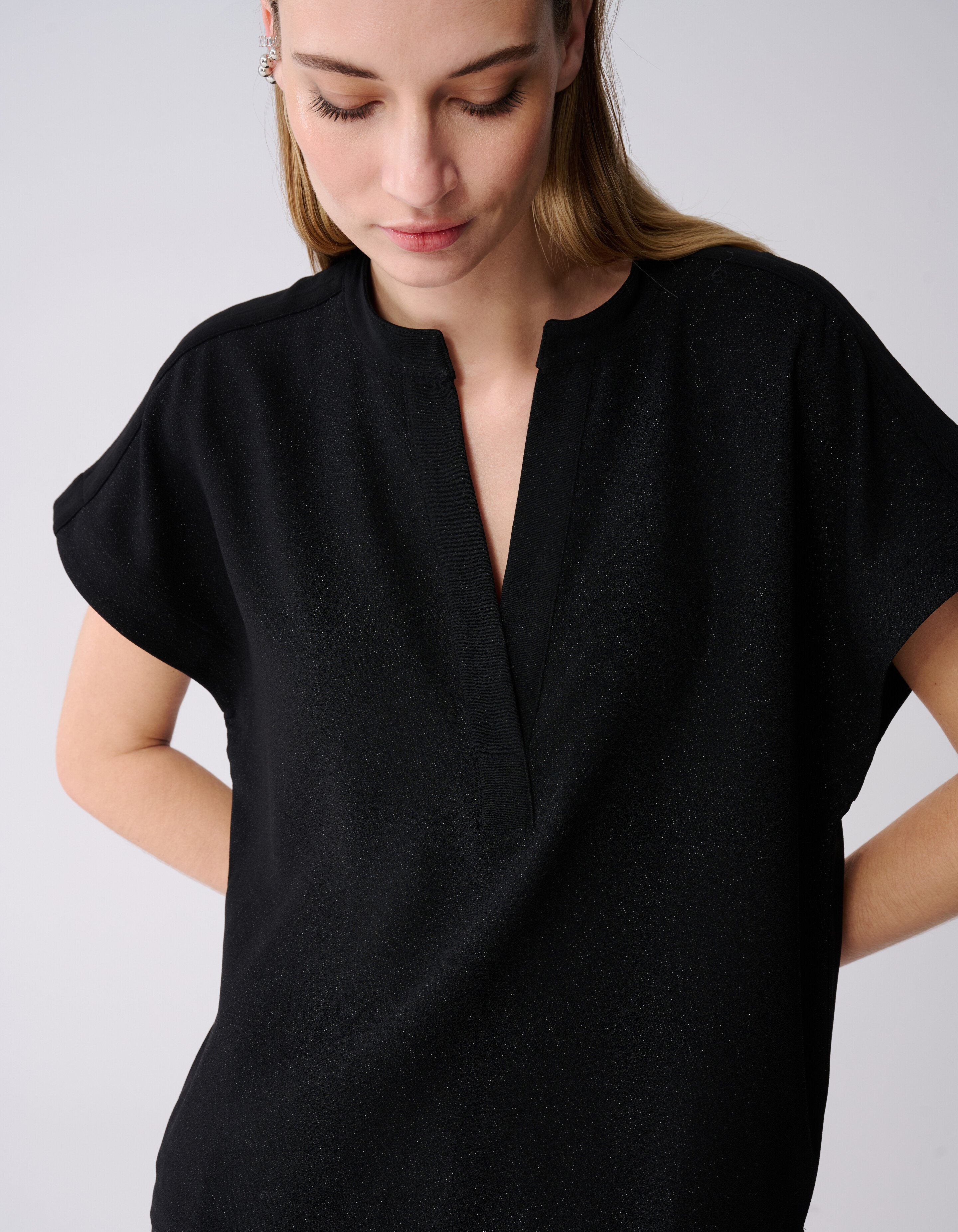 Glitter V-hals Top Zwart SHOEBY WOMEN