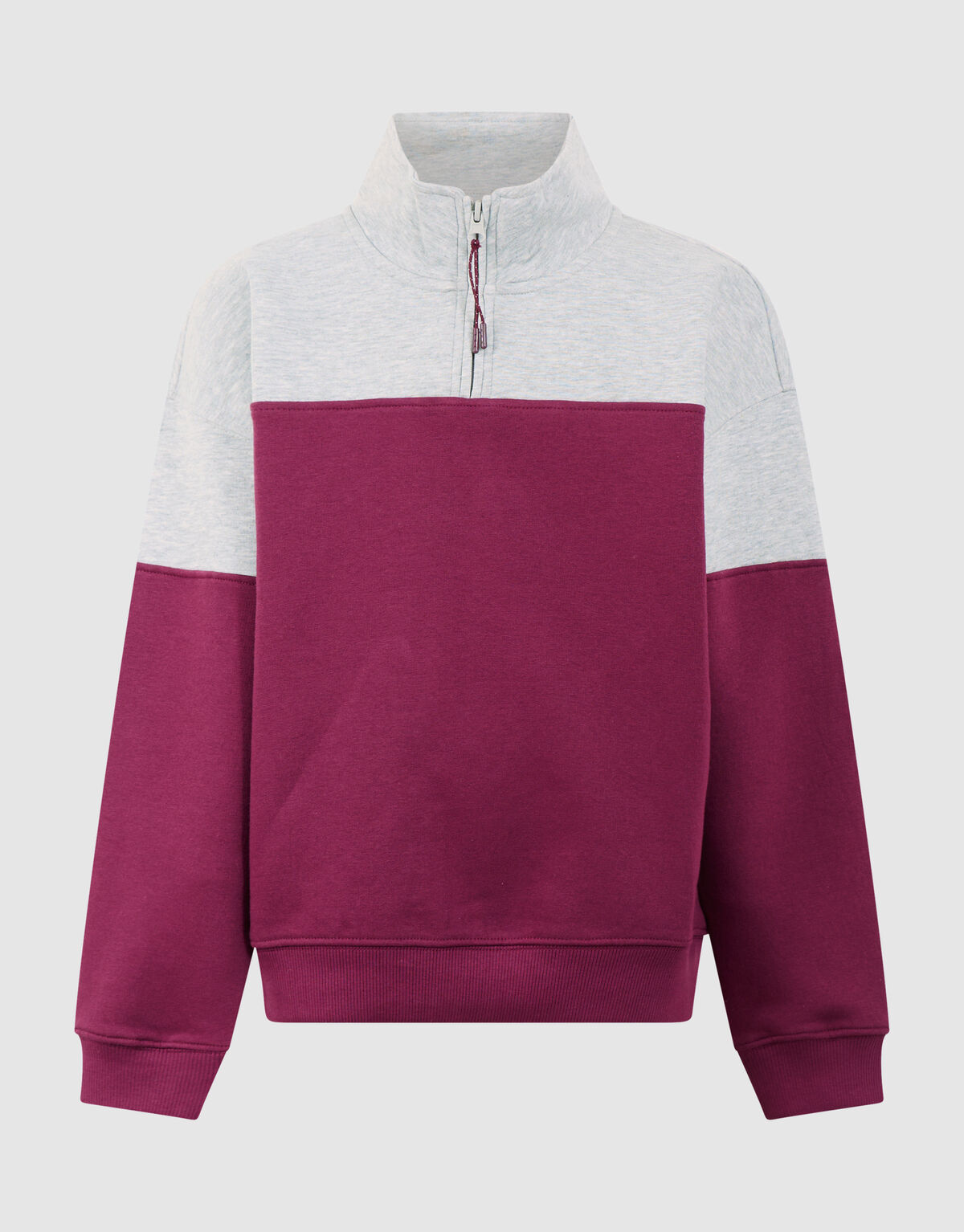 Sporty Zip Sweater Grijs/Donkerrood SHOEBY BOYS