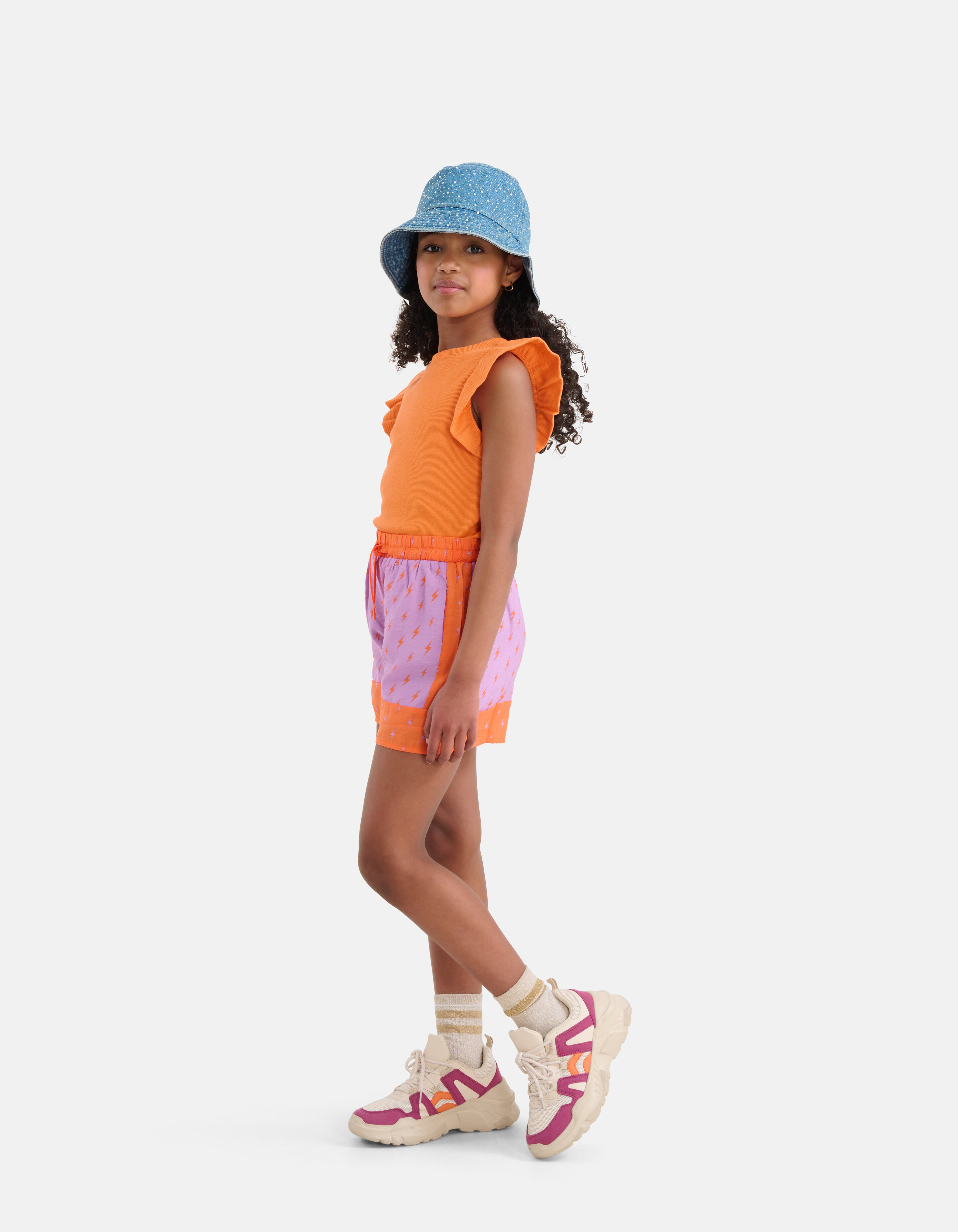 Ruffle Rib Top Oranje SHOEBY GIRLS