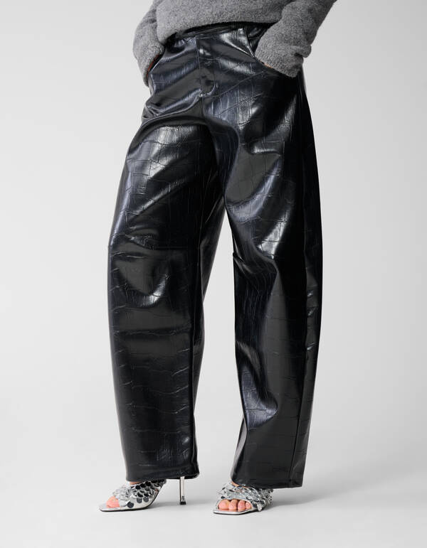 Croco Barrel Fit Broek Zwart SHOEBY WOMEN