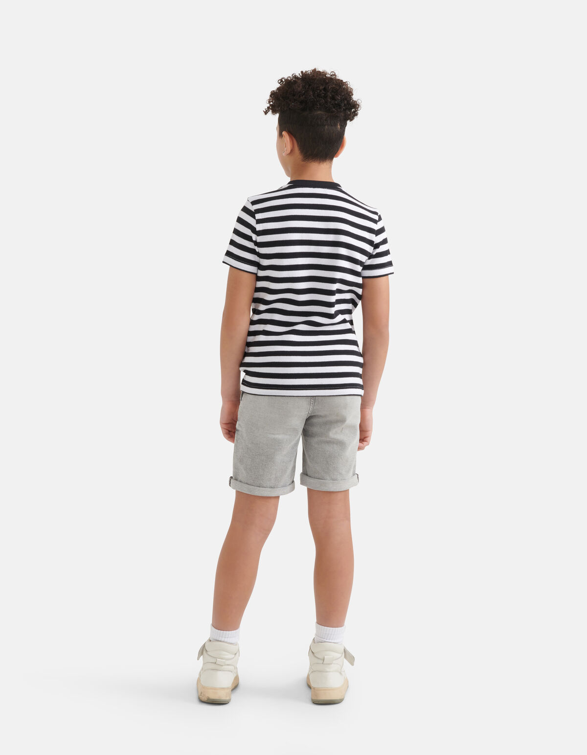 Structuur T-shirt Zwart/Wit SHOEBY BOYS
