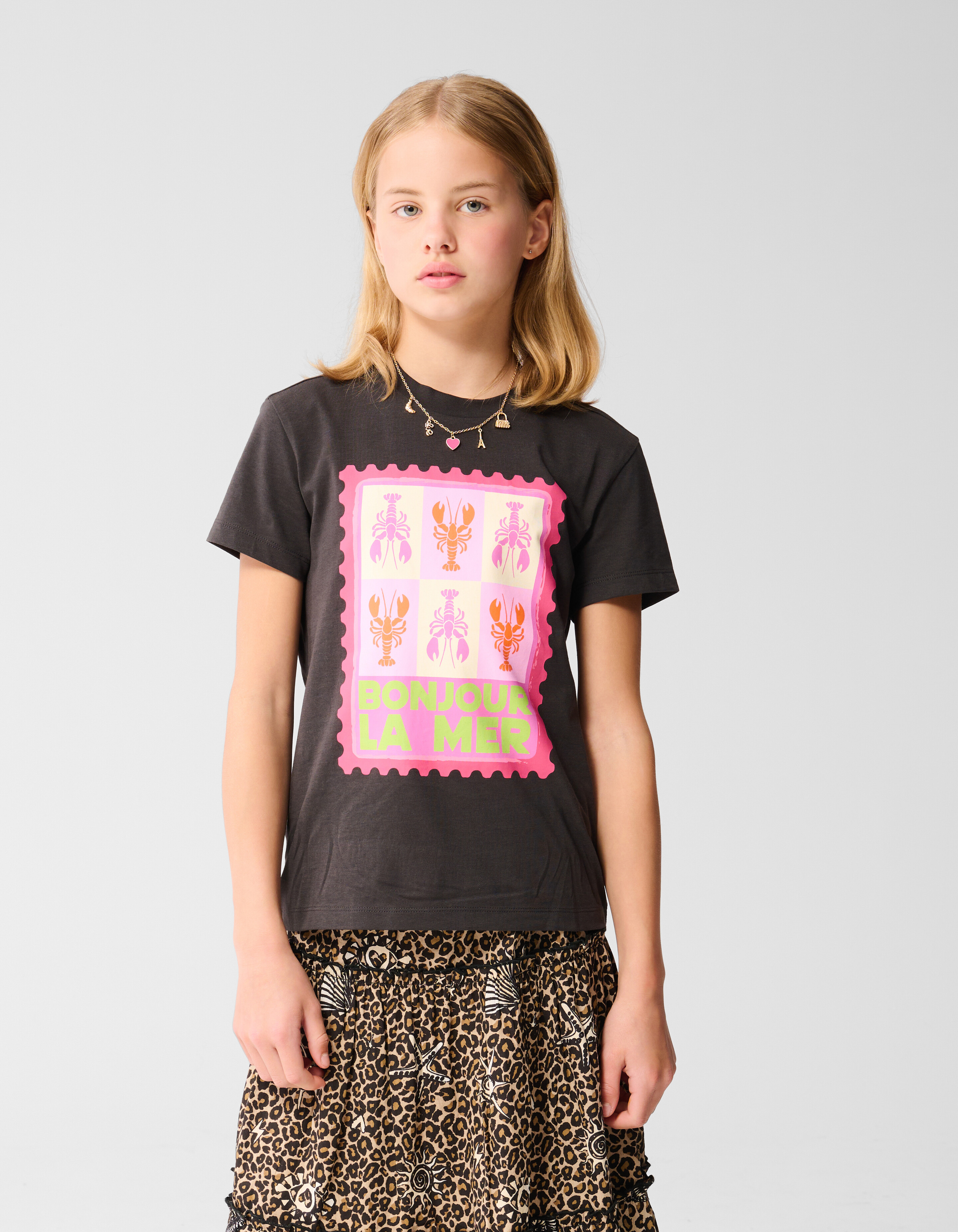 La Mer Artwork T-shirt Donker Grijs SHOEBY GIRLS
