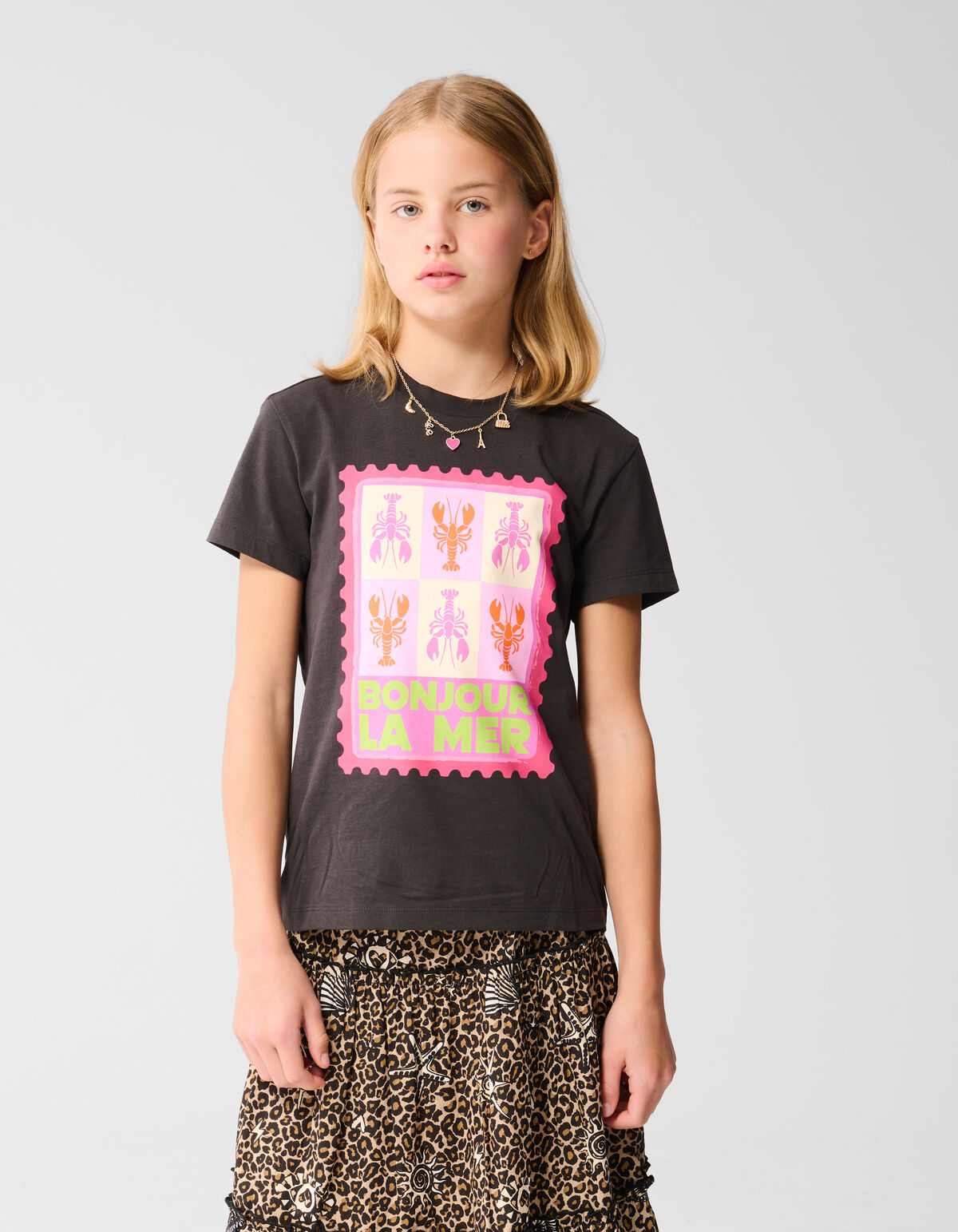 La Mer Artwork T-shirt Donker Grijs SHOEBY GIRLS