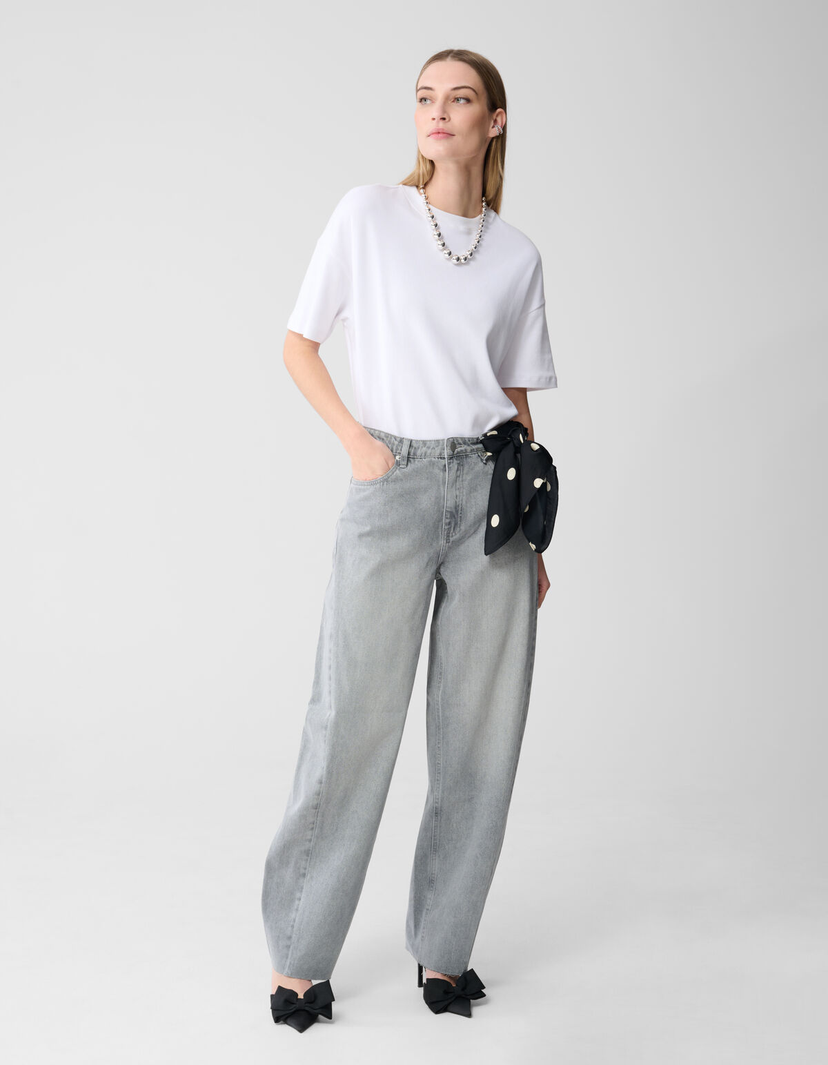 Curved Barrel Fit Jeans Lichtgrijs SHOEBY WOMEN