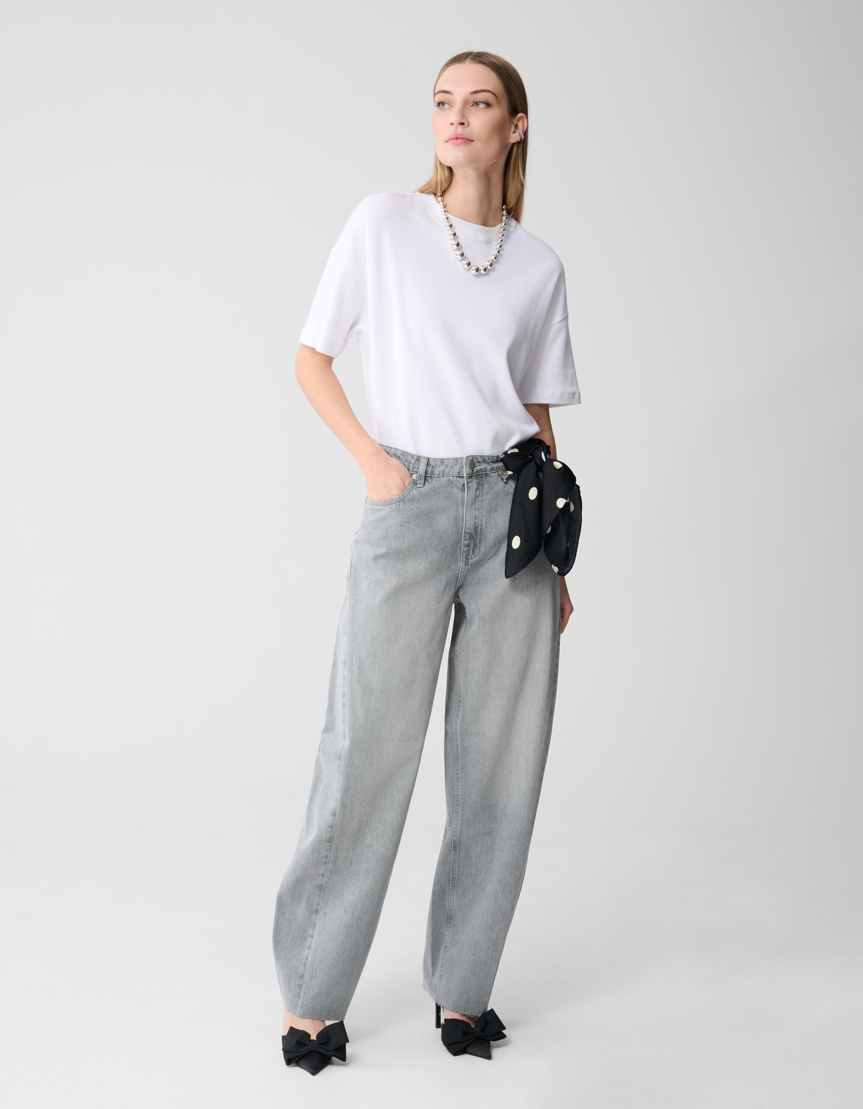 Curved Barrel Fit Jeans Lichtgrijs SHOEBY WOMEN