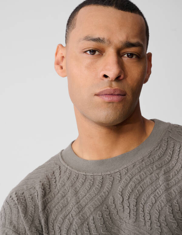 Wave Structuur Sweater Groen SHOEBY MEN