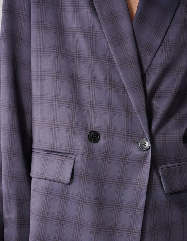 Satijnen Geruiten Blazer Grijs By Mieke SHOEBY WOMEN