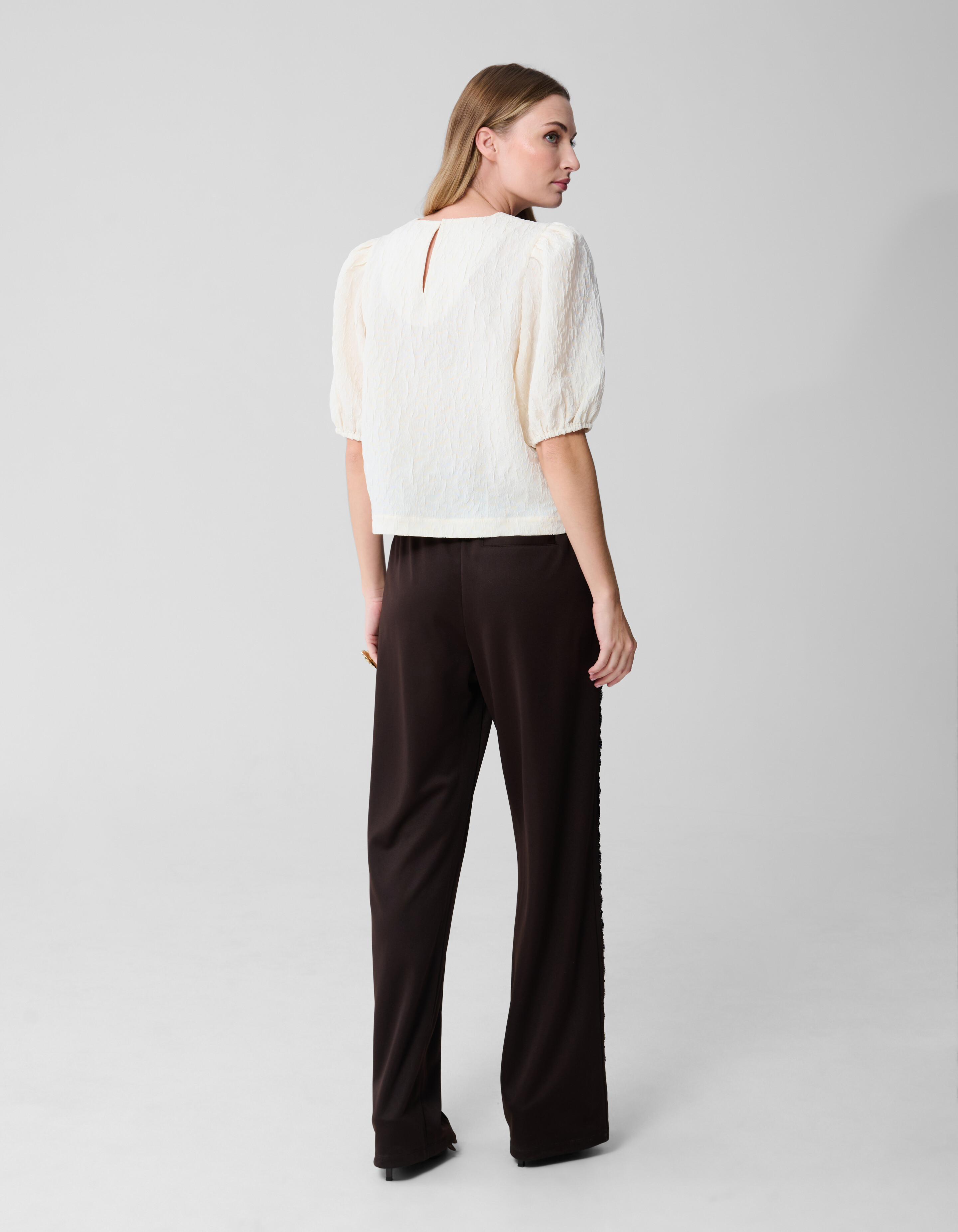 Jacquard Structuur Top Gebroken Wit SHOEBY WOMEN