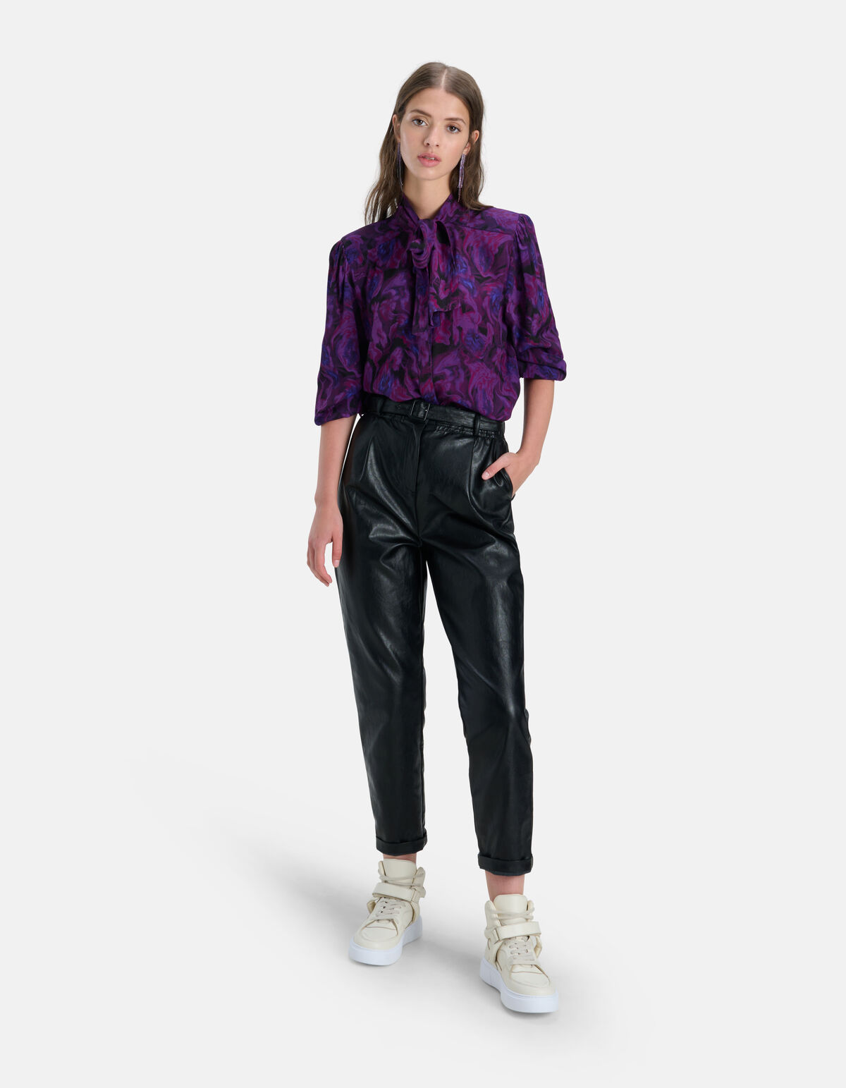 Bloemenprint Strik Blouse Paars SHOEBY WOMEN