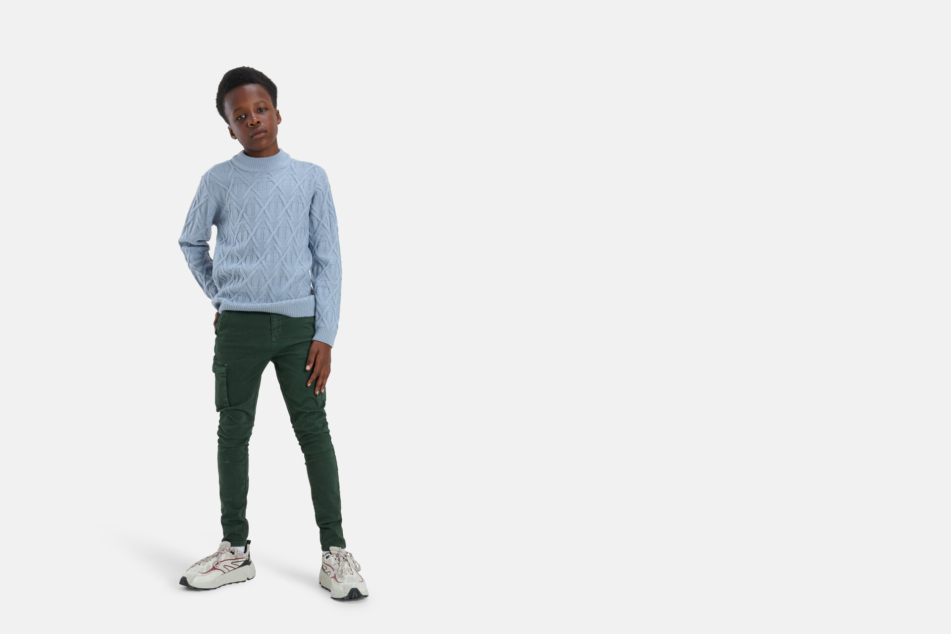 Grafische Kabeltrui Lichtblauw SHOEBY BOYS