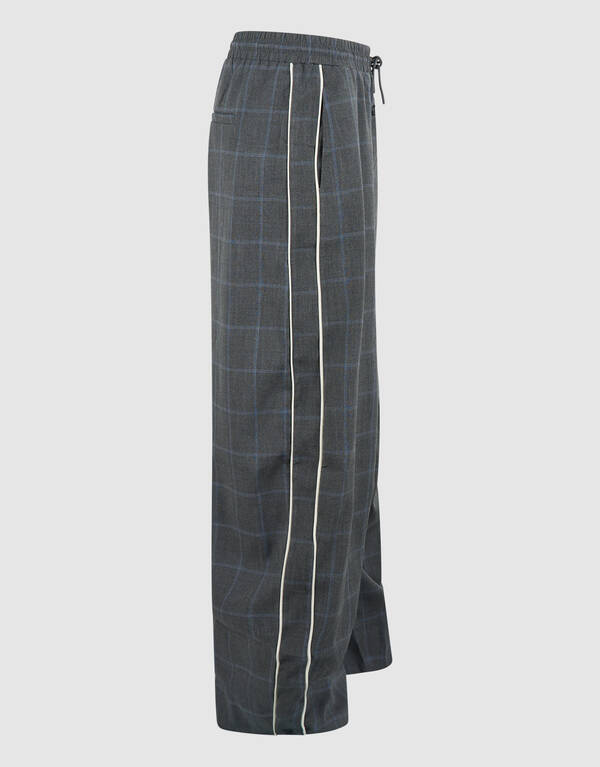 Sporty Ruiten Wide Leg Broek Donkergrijs SHOEBY WOMEN