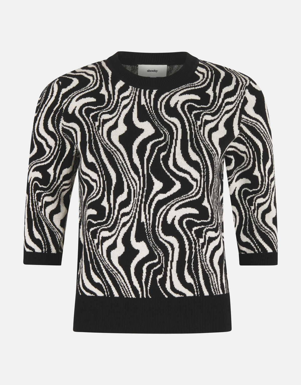 Jacquard Swirl Trui Zwart/Wit SHOEBY WOMEN