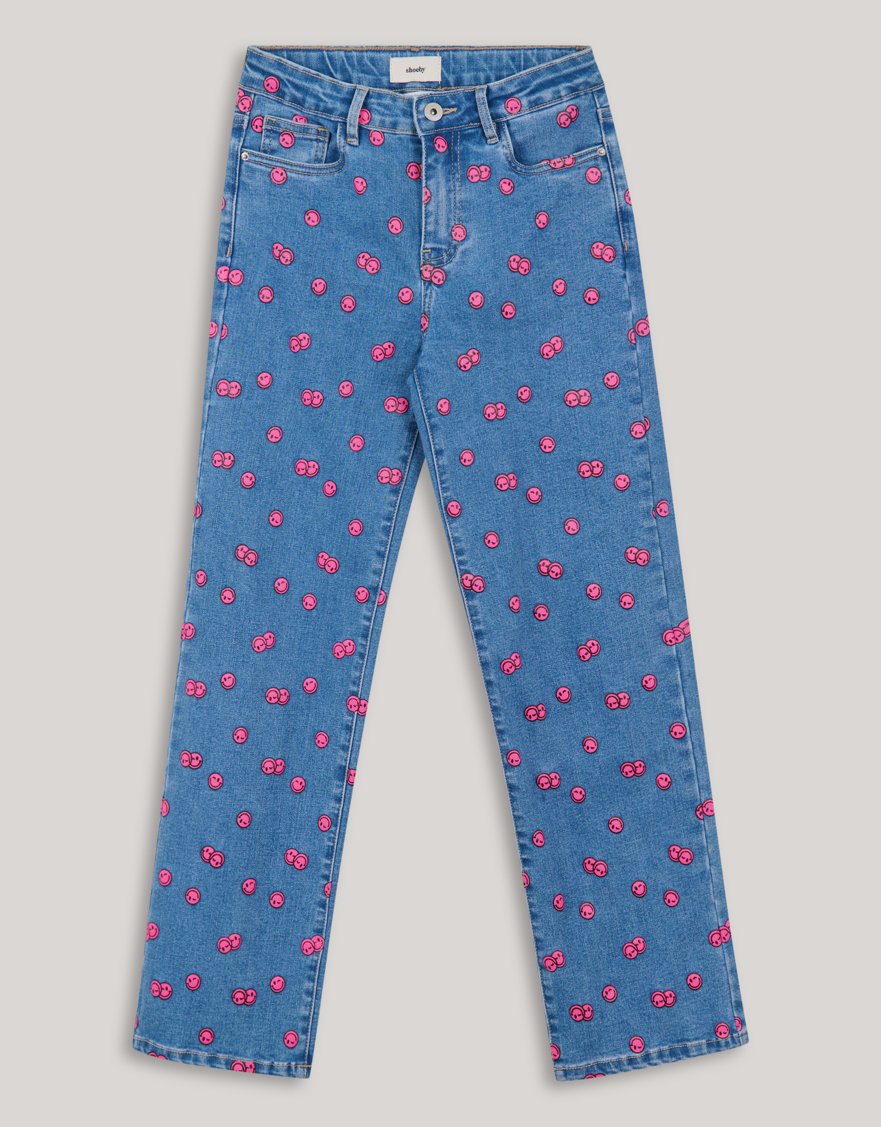 Printed Straight Fit Jeans Blauw SHOEBY GIRLS