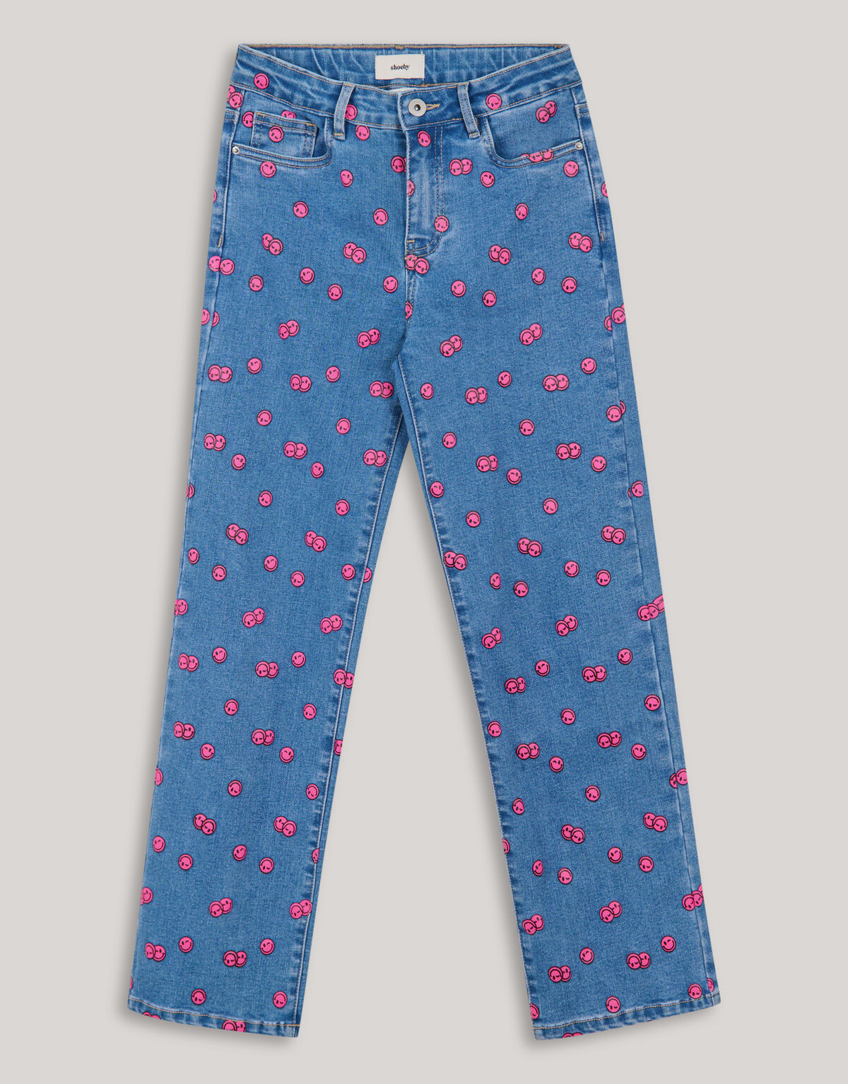 Printed Straight Fit Jeans Blauw SHOEBY GIRLS