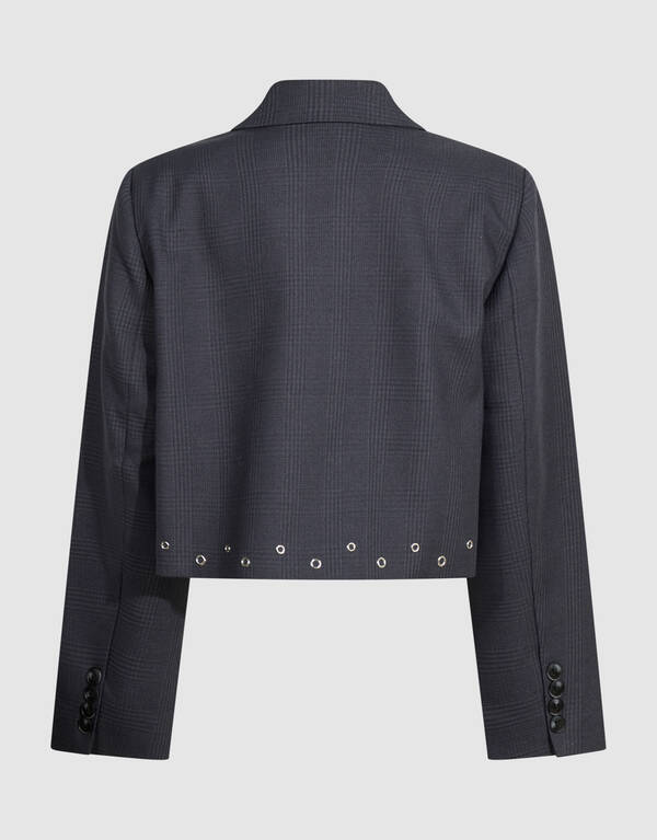 Cropped Ruiten Eyelet Blazer Donkergrijs SHOEBY GIRLS