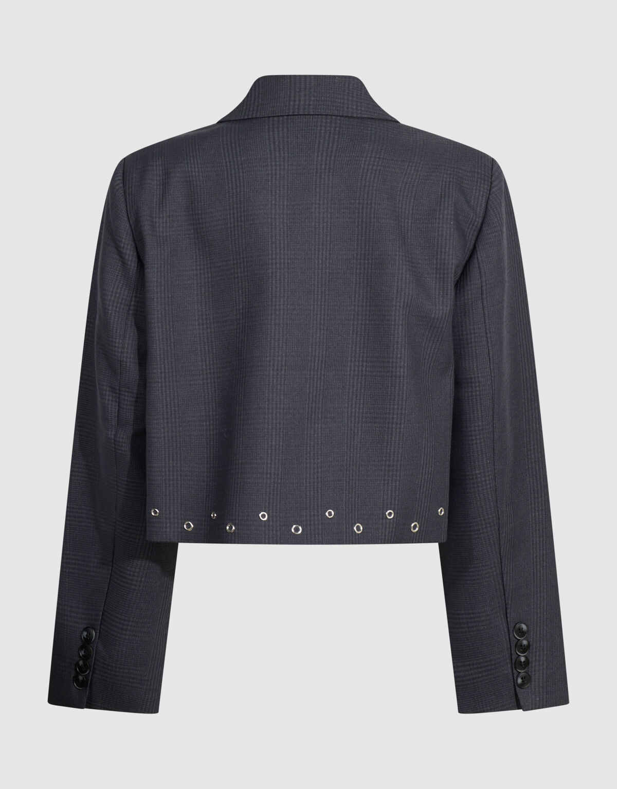Cropped Ruiten Eyelet Blazer Donkergrijs SHOEBY GIRLS