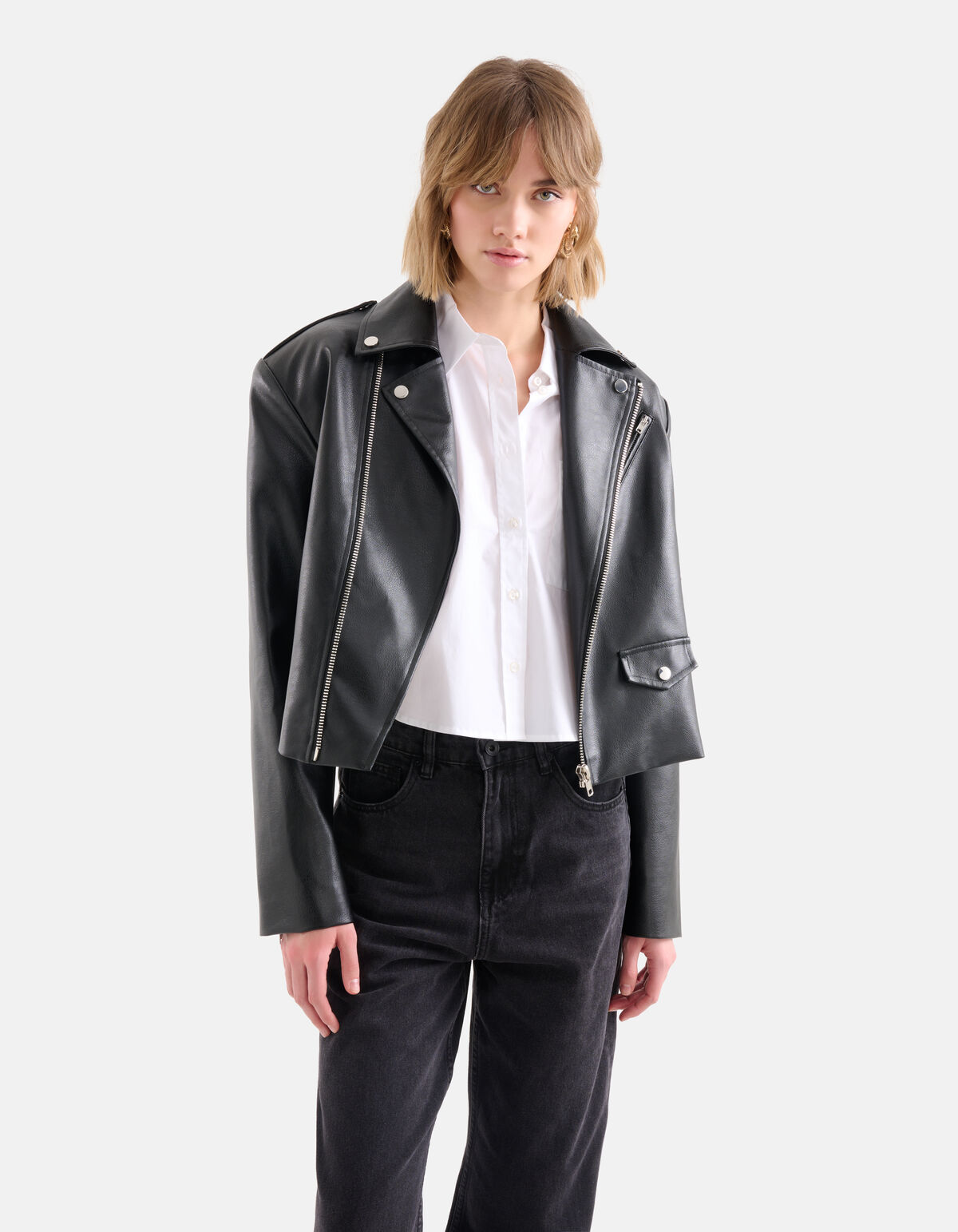 Vegan Leren Biker Jack Zwart SHOEBY WOMEN