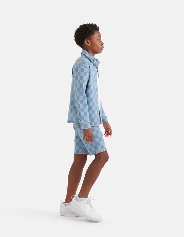 Check Denim Overshirt Mediumstone SHOEBY BOYS
