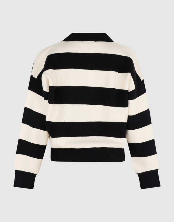 Gestreepte Gebreide Polo Zwart/Wit SHOEBY WOMEN
