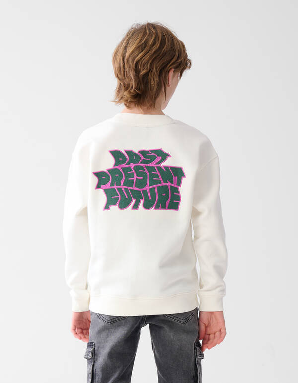 Tekstprint Sweater Gebroken Wit SHOEBY BOYS