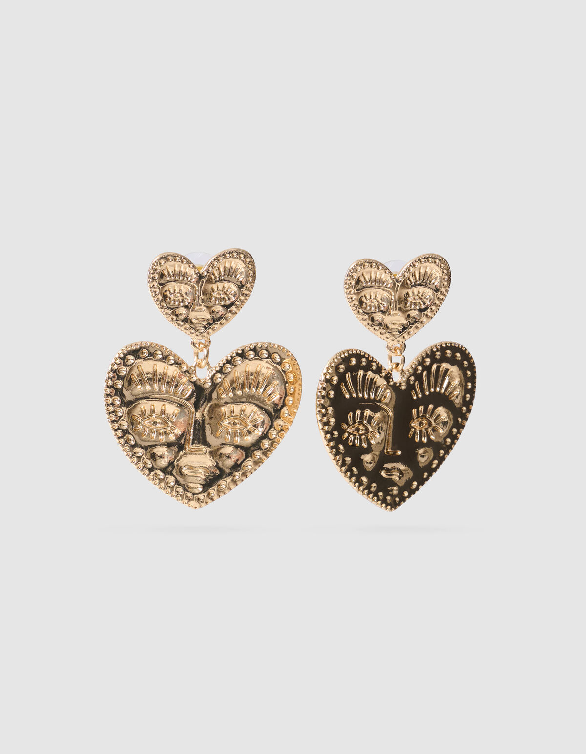 Face Heart Oorbellen Goud SHOEBY ACCESSOIRES