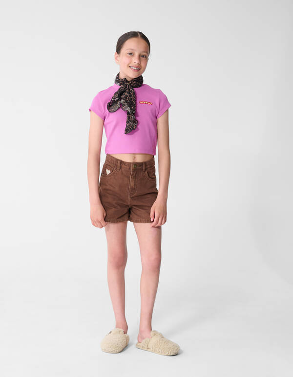 Rib Amour Crop Top Paars SHOEBY GIRLS