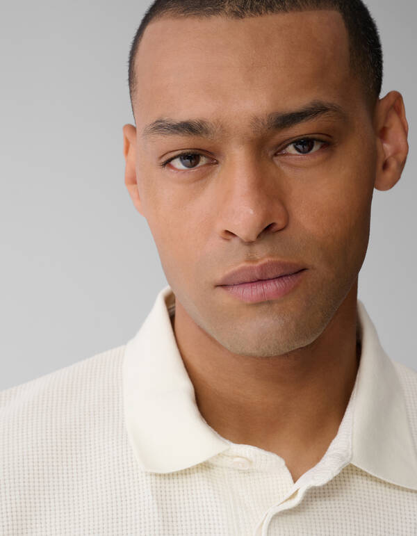 Structuur Jersey Polo Gebroken Wit SHOEBY MEN