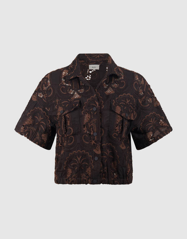 Embroidery Blouse Donkerbruin By Mieke SHOEBY WOMEN