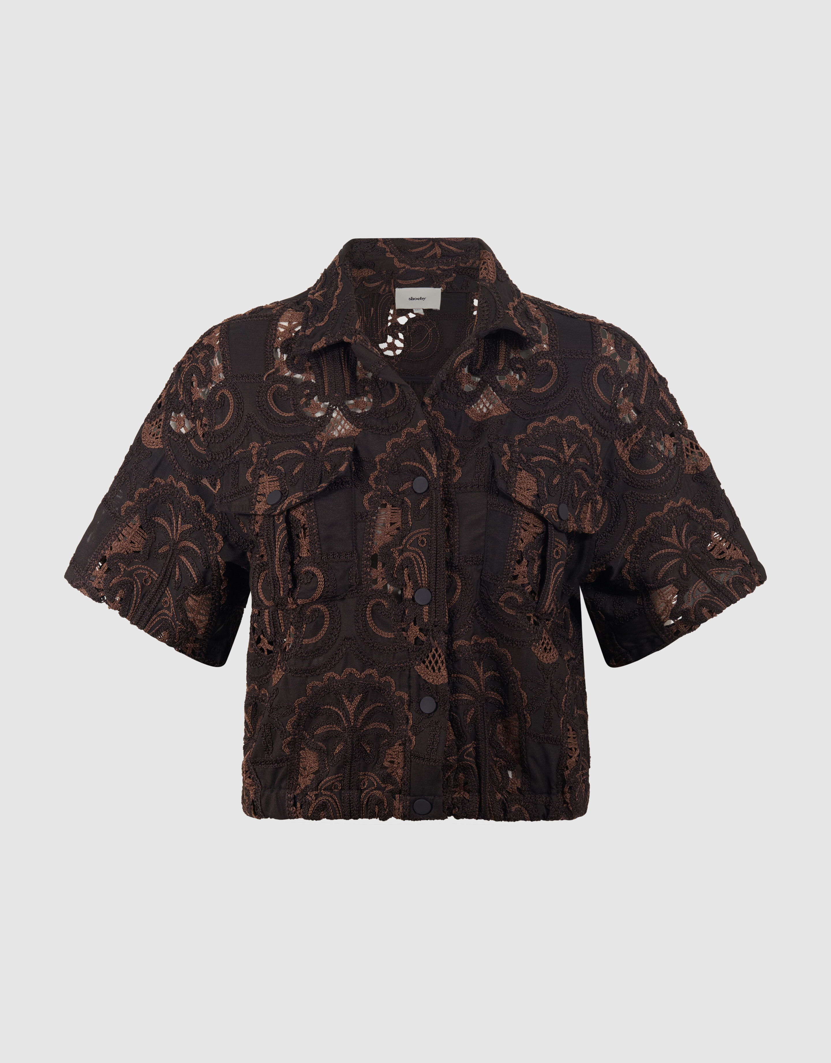 Embroidery Blouse Donkerbruin By Mieke SHOEBY WOMEN