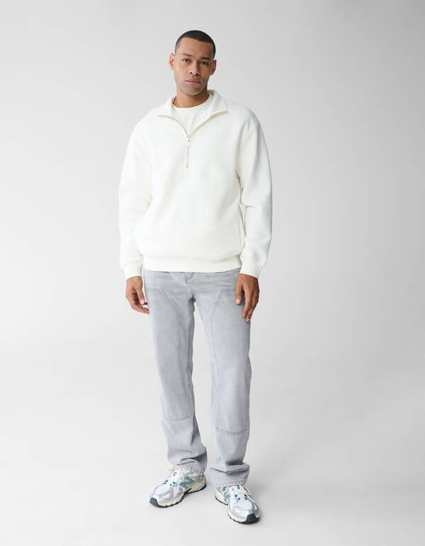 Half Zip Sweater Gebroken Wit SHOEBY MEN
