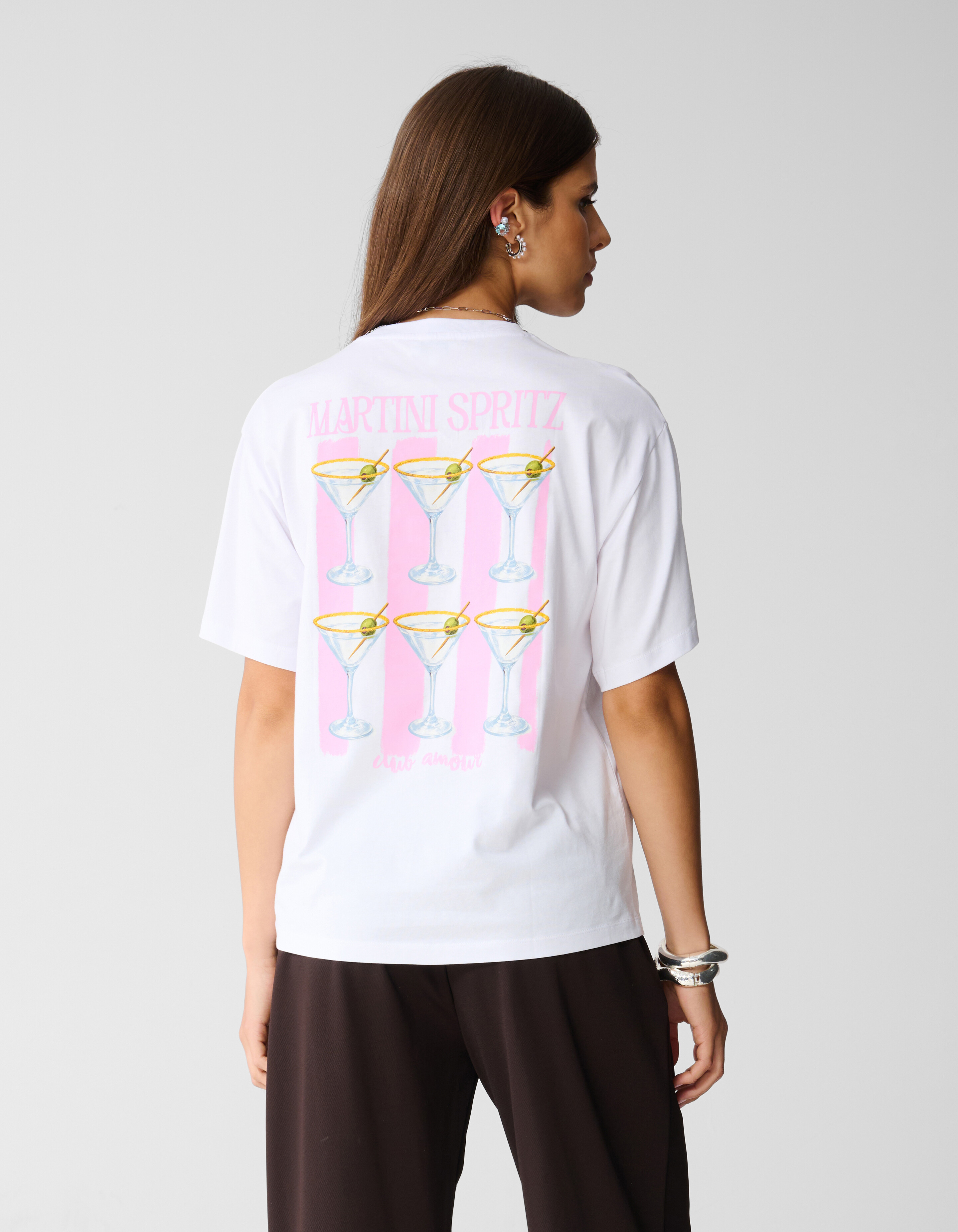 Cocktail Artwork T-shirt Wit SHOEBY WOMEN