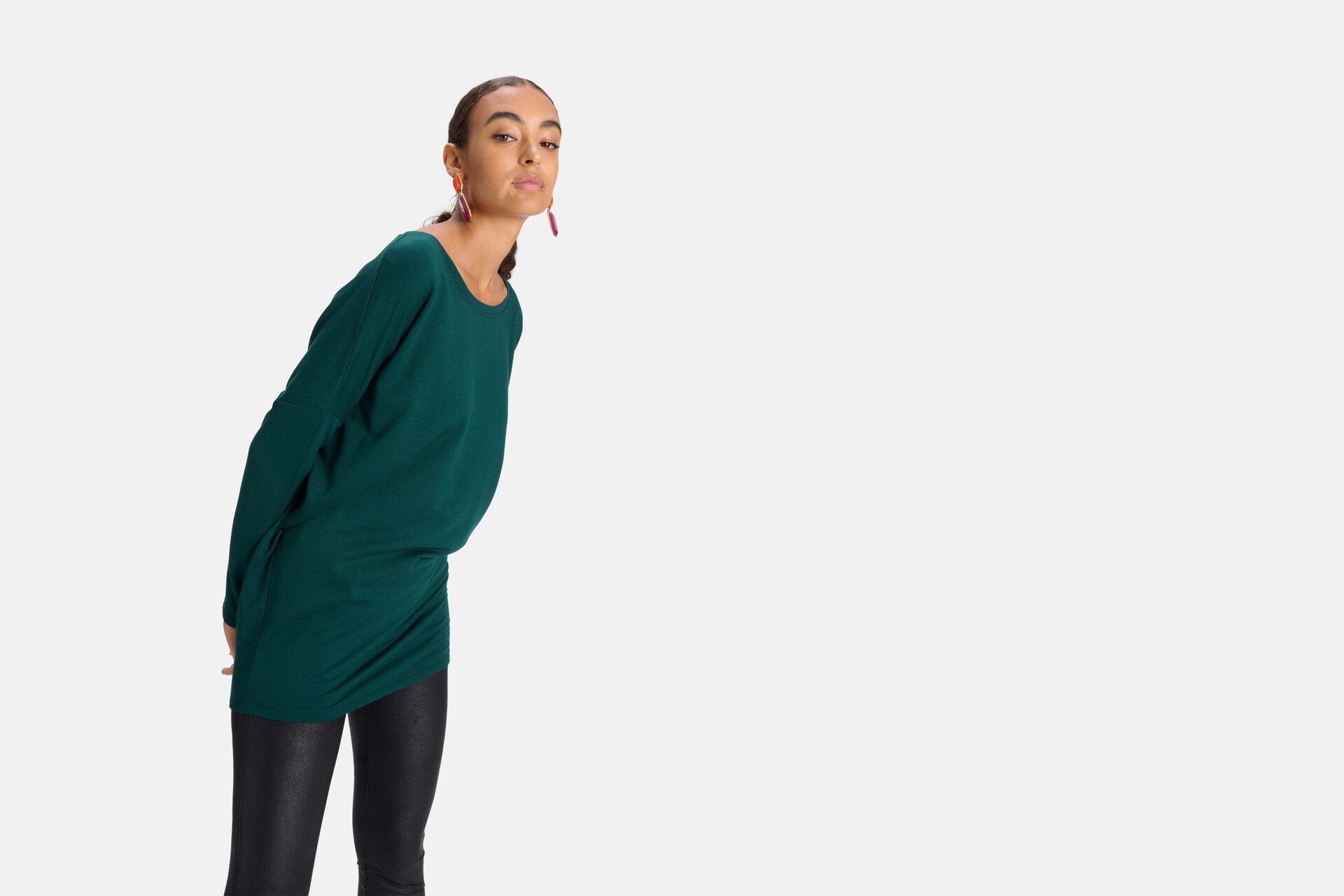Basis Oversized Top Donkergroen SHOEBY WOMEN