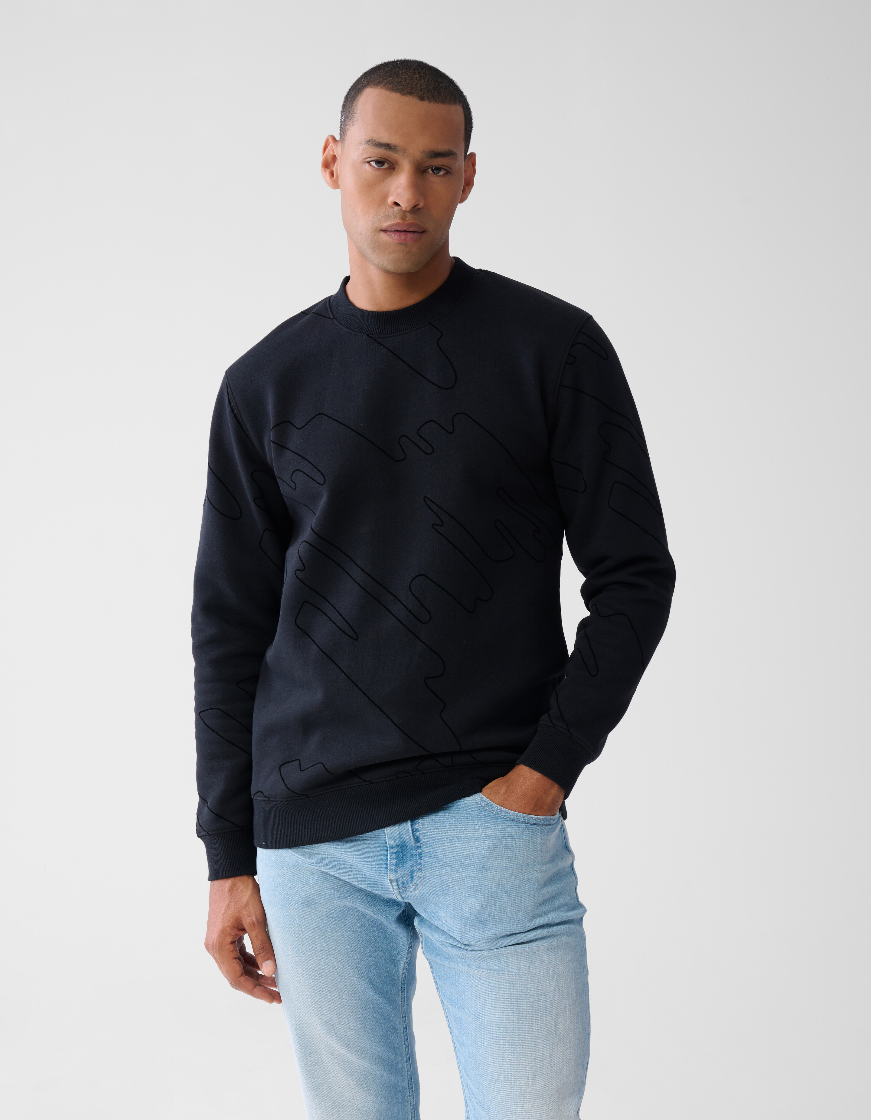 Flock Print Sweater Zwart SHOEBY MEN