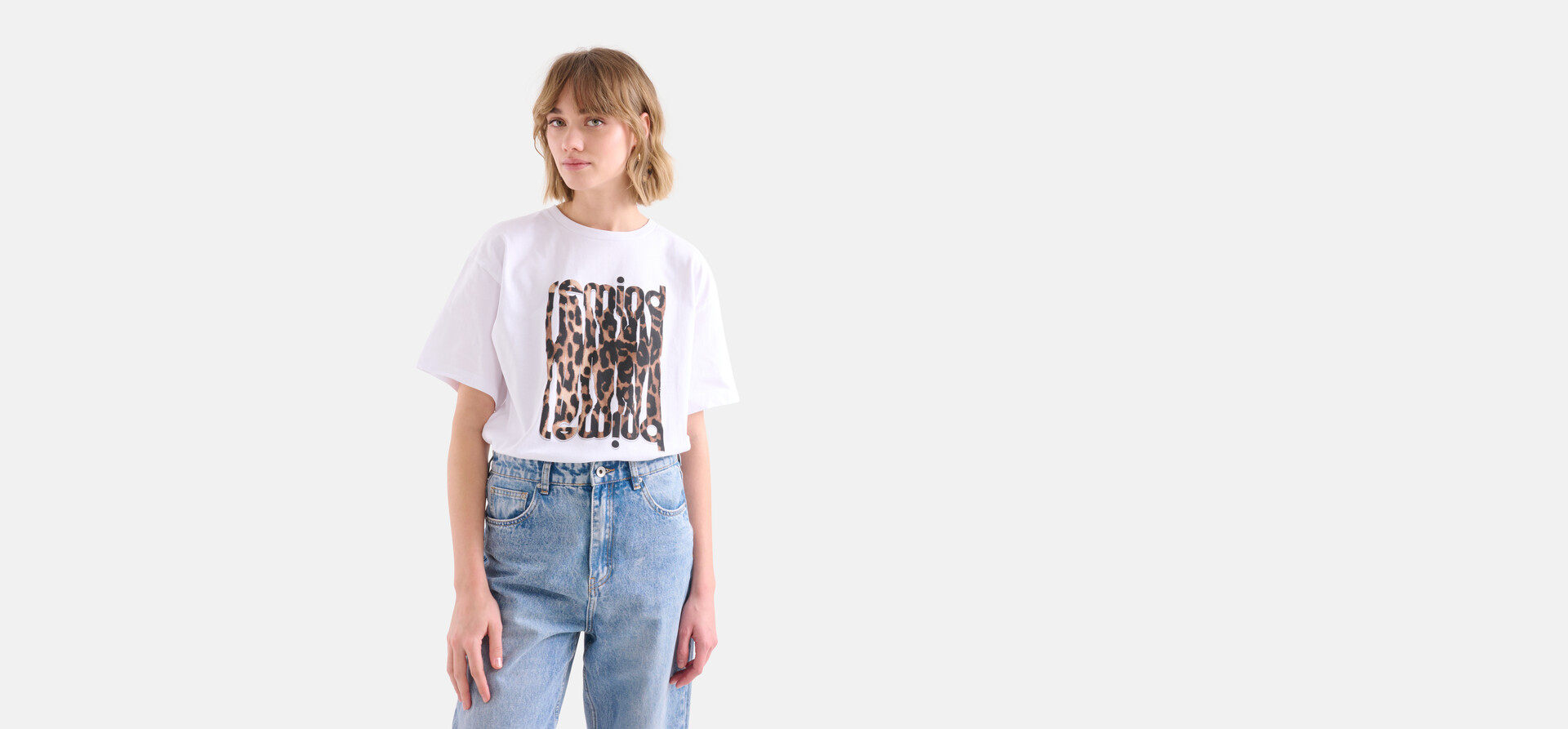 Leopard Artwork T-shirt Wit SHOEBY WOMEN