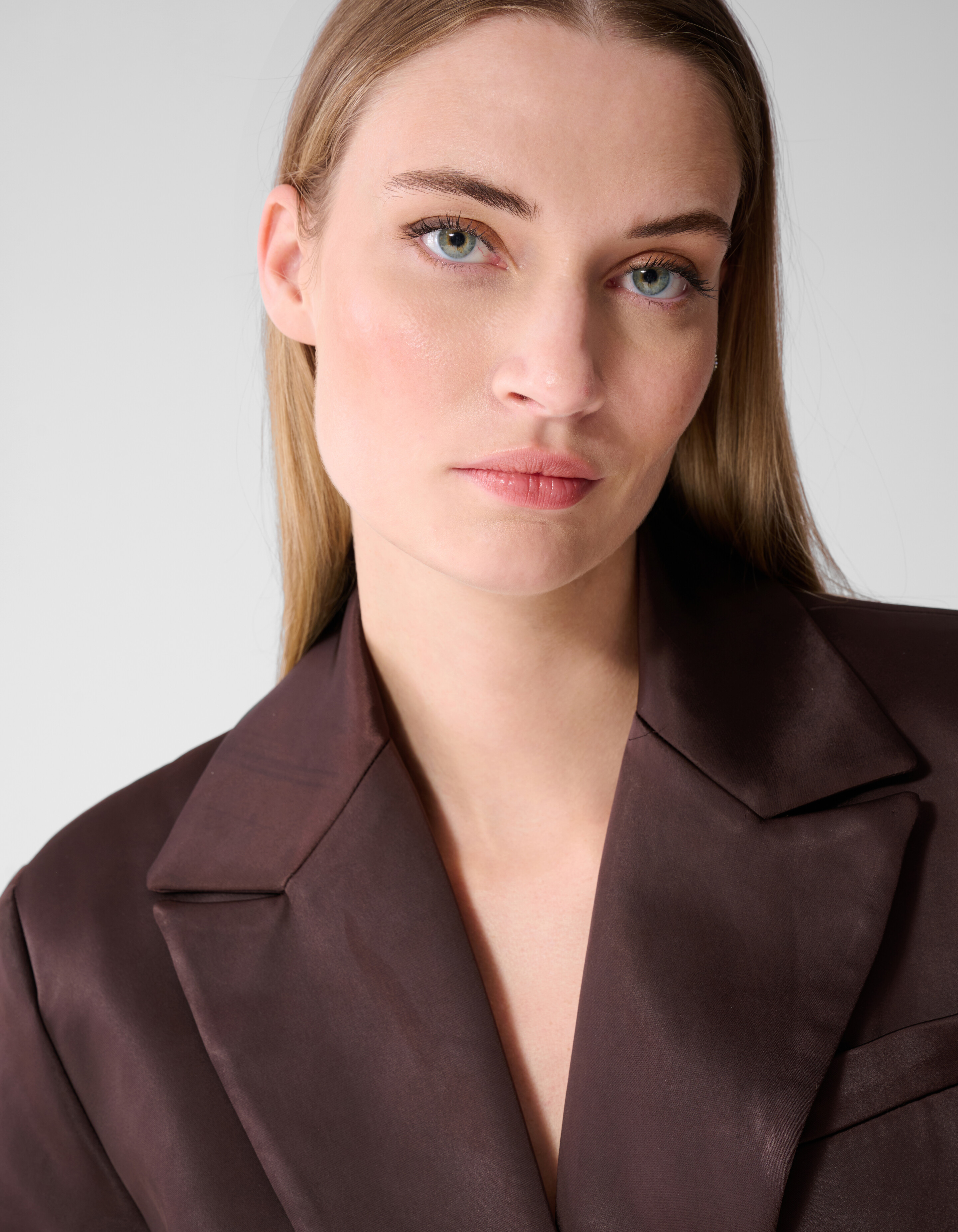 Oversized Satijnen Blazer Donkerbruin SHOEBY WOMEN