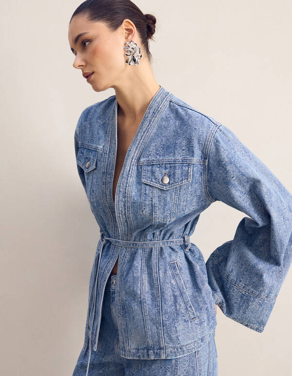 Jacquard Kimono Jack Blauw SHOEBY WOMEN