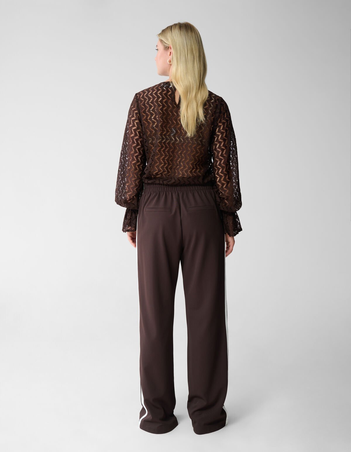 Sporty Wide Leg Broek Donkerbruin SHOEBY WOMEN