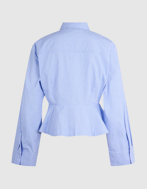 Poplin Peplum Blouse Blauw SHOEBY WOMEN