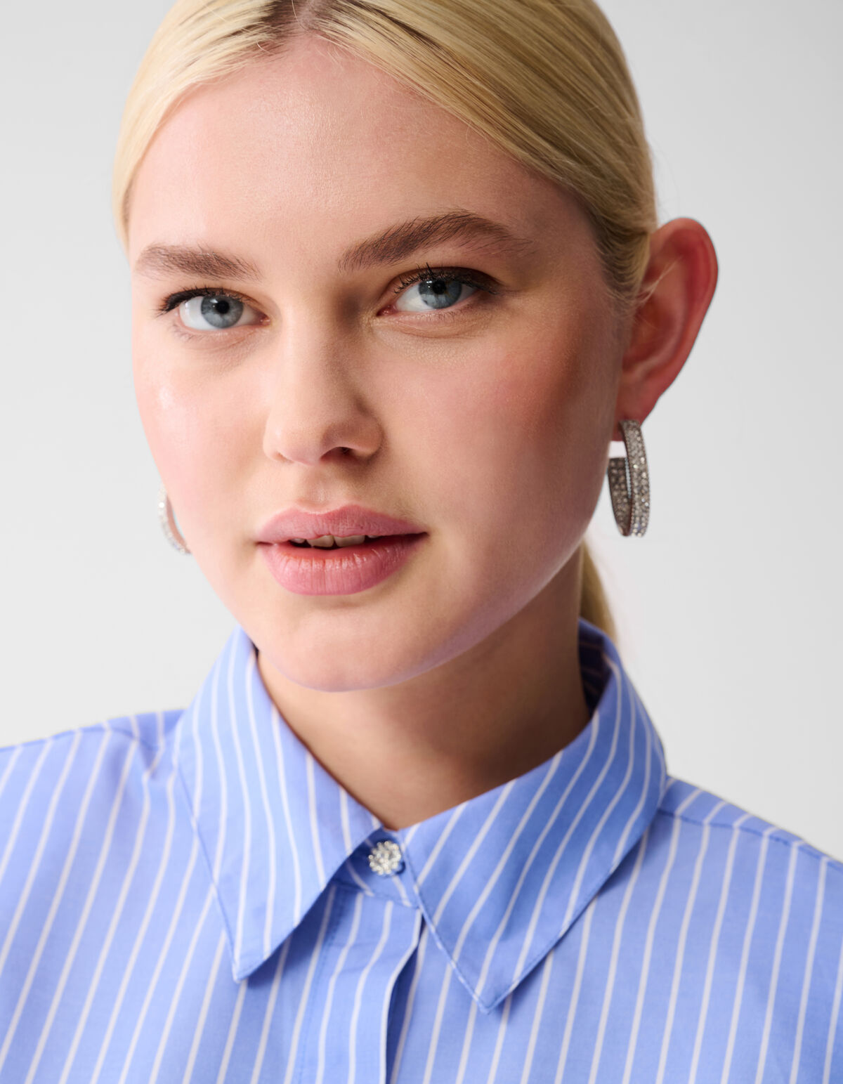 Oversized Pinstripe Blouse Lichtblauw SHOEBY WOMEN