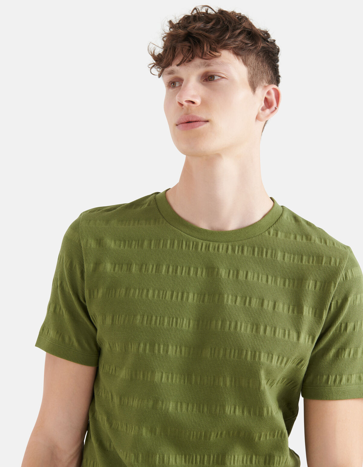 Crinkle T-shirt Donkergroen SHOEBY MEN