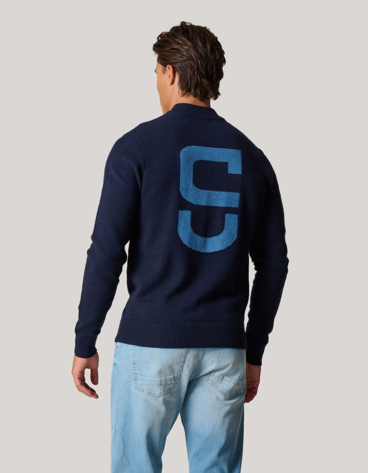 Jacquard Gebreide Trui Donkerblauw SHOEBY MEN