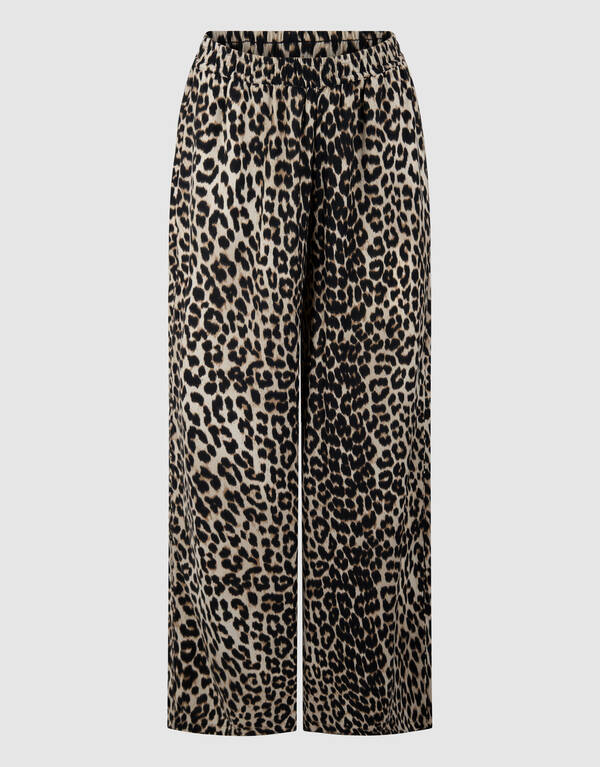 Sporty Leopard Wide Leg Fit Broek Bruin SHOEBY WOMEN