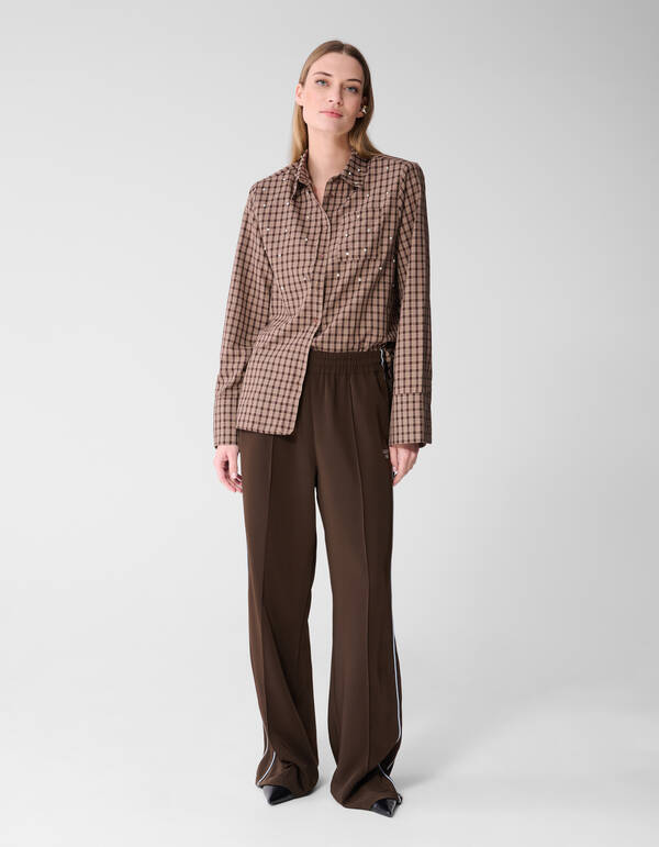 Sporty Piping Wide Leg Fit Broek Bruin SHOEBY WOMEN